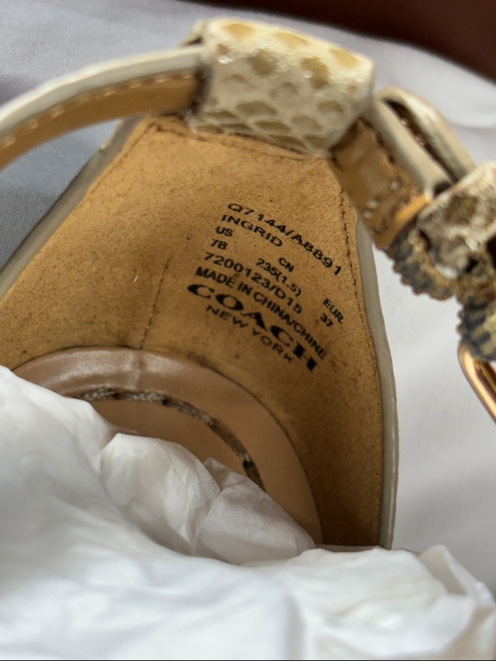 Coach Turnlock Leather Sandals Ingrid Nat embossed T strap Snake Print Gladiator - Picture 4 of 14